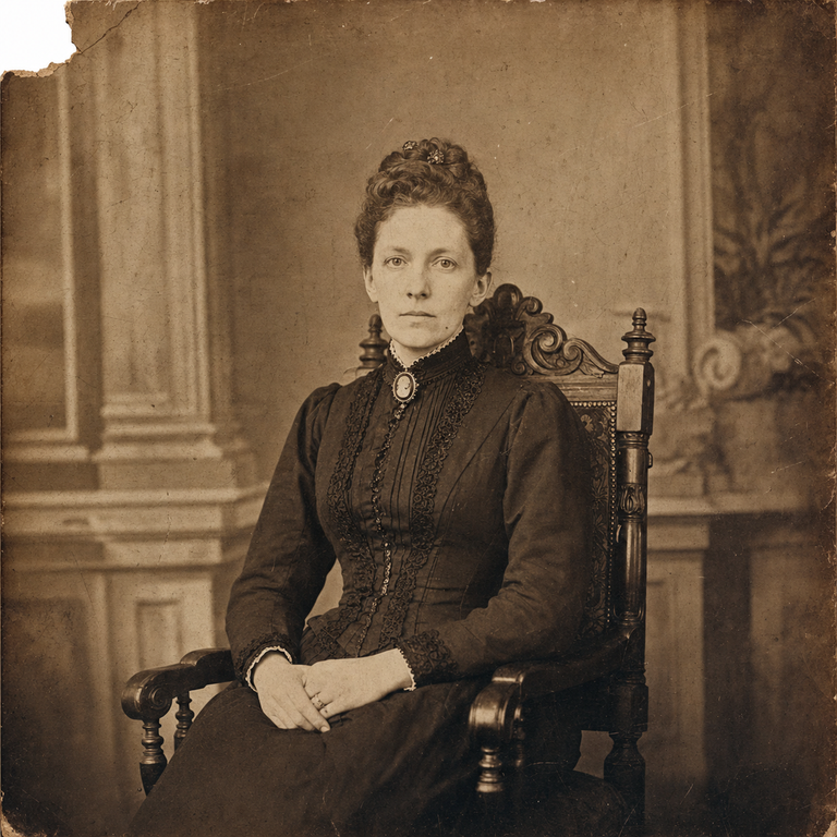 Sepia Victorian Print — scratch repair BEFORE