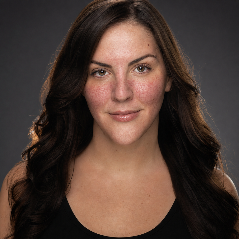 Glamour Shoot — rosacea + visible pores BEFORE
